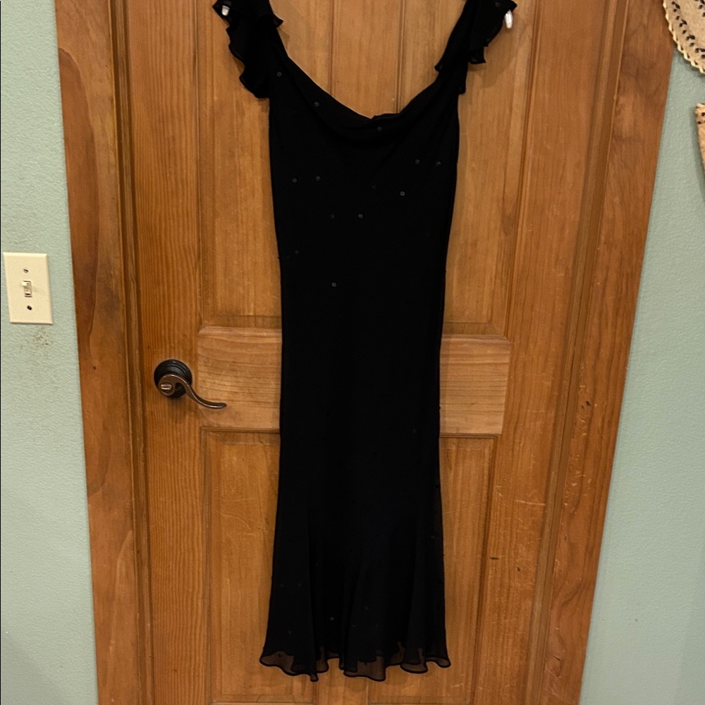 Express Black Maxi Dress with Ruffle Straps